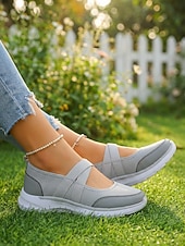 cheap Women's Sneakers-Women's Pink Mary Jane Sneakers – Breathable Lightweight Mesh Slip-On Sport Shoes for Walking, Casual Wear, Travel and Daily Activities