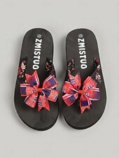  Tongs pour femmes, édition spéciale 250e anniversaire des États-Unis – sandales de plage patriotiques à imprimé floral et nœud drapeau américain, idéales pour le 4 juillet et les vacances. & été