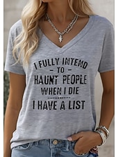  γυναικείο μπλουζάκι αστεία αποσπάσματα με χιούμορ τρισδιάστατη εκτύπωση γραφικό γράμμα ζώου casual κοντομάνικο ντεκολτέ V κανονικές μπλούζες καθημερινά έξοδος Σαββατοκύριακο λευκό γκρι λευκό 2