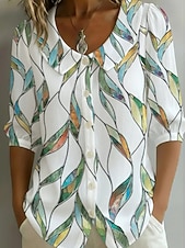 abordables Blusas Florales-Mujer Camisa camisa boho Floral Elegante Bohemia Vacaciones Diario Festivos Noche Amarillo Verde Claro Rosa Verano Primavera