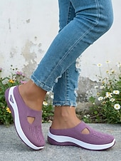 baratos Ténis de mulher-Tênis slip-on feminino azul claro em malha respirável – calçado esportivo leve e confortável, estilo casual e atlético para viagens e caminhadas. &amp;uso diário