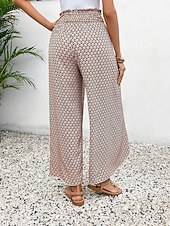  בגדי ריקוד נשים רגל רחבה מכנסי בוהו צ'ינו סקורט חופשה סגנון רחוב יום יומי עד לקרסול מותן בינונית גראפי שרוך מדפיס נוח קומפורט נושם מיקרו-אלסטי יומי בָּחוּץ לבוש רחוב קוטיקולור אפור קיץ אביב רגיל