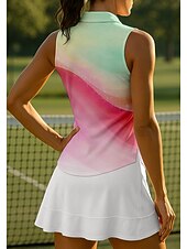 economico Camicia Donna-Per donna Blocco di colori Sfumatura Maglietta sportiva Polo da golf Maglia da tennis Maglietta da tennis Senza Maniche Cerniera Floreale UPF50+ Resistente ai Raggi UV Alta elasticità Traspirante