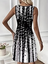 ieftine Rochie Artă și Design-Pentru femei Rochie Mini Rochie A line Rochie de vară Rochie cu umeri Vacanță Casual Zilnic Fit regulat Ombre Grafic Geometric Fără manșon Stil Nautic Negru Vară