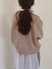 economico Giubbotti di maglione-Per donna Felpa Cardigan Moda Streetwear Casual Tinta unica Girocollo Bottoni Lavorato a maglia Manica Lunga Top Regolari Maglia Quotidiano All'aperto Weekend Nero Arancione Primavera Autunno