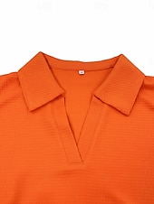 levne jednoduché tričko-Dámské Tričko Polokošile Trička Vaflově pletené topy Bez vzoru Módní stylové Základní Krátký rukáv Košilový límec Běžné topy Denní Jdeme ven Víkend Vodní modrá Černá Bílá Oranžová Trávová zelená Léto