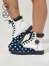  Γυναικείες πατριωτικές μπότες μάχης - σχέδιο με αστέρια και ηλίανθο για παρελάσεις, 4η Ιουλίου, 250ή επέτειο των ΗΠΑ και πατριωτικές γιορτές