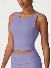 cheap Women's Shirt-Women's Solid Colored Sports Tank Top Tennis Bra Sports Bra Sleeveless Quick Dry Shockproof Moisture Wicking Breathable Tennis Pickleball Running Crew Neck Top Black Pink Blue Tennis Clothing