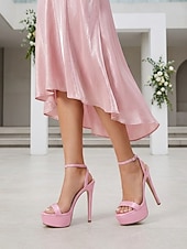 preiswerte Hochzeitsgast-Nude Plateau-Pumps für Damen – elegante Riemchenschuhe für Hochzeitsgäste, perfekt für Hochzeiten und Empfänge in der Stadt &amp;formelle Veranstaltungen