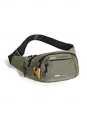 Χαμηλού Κόστους Ανδρικές τσάντες-Ανδρική τσάντα μέσης από νάιλον, πολύχρωμη τσάντα μέσης μεγάλης χωρητικότητας με πολλαπλές τσέπες, ρυθμιζόμενη ζώνη, τσάντα χιαστί στήθους για καθημερινή χρήση, πεζοπορία, υπαίθρια αθλήματα και ταξίδια