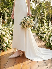 levne Nevěsta-Dámské svatební boty v barvě slonové kosti s perleťovým detailem - elegantní svatební balerínky pro zahradní svatbu