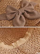 halpa Lomatarvikkeet-Naisten boheemi olkihattu rusetilla – useita värejä, kokoontaitettava helppoa kantamista varten, täydellinen arkeen ja rantalomalle