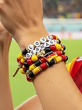 preiswerte Zubehör-Damen-Armbandset in Flaggenfarben, stapelbarer Fächerschmuck aus Legierung in verschiedenen Länderdesigns für Fußballspiele, Teamunterstützung, lässige Alltagskleidung und Spieltagsoutfits.