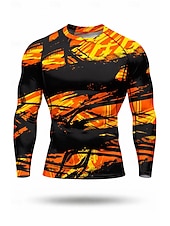 baratos Camisetas e Regatas de Corrida-Homens Abstrato Camisetas Compressão Camiseta de Corrida Primavera Outono Inverno Impressão 3D Manga Longa Secagem Rápida Compressão Power Flex Pavio Humido Respirável Treino de Ginástica Treinamento