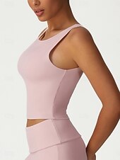 cheap Women's Shirt-Women's Solid Colored Sports Tank Top Tennis Bra Sports Bra Sleeveless Quick Dry Shockproof Moisture Wicking Breathable Tennis Pickleball Running Crew Neck Top Black Pink Blue Tennis Clothing