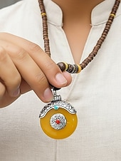 abordables Accesorios de vacaciones-Collar bohemio para hombre, cuentas y piedras de madera de múltiples materiales, varios estilos, joyería tribal hecha a mano, perfecto para uso diario informal y viajes de vacaciones.