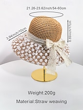 cheap Women's Hats-Women's Boho Woven Sun Hat with Bow, Lightweight Wide Brim Summer Beach Cap for Casual Wear, Travel, Vacation, Resort and Outdoor Leisure Styling