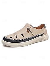 economico Uomini-Scarpe da uomo slip-on in pelle marrone per attività all'aperto – calzature casual per isole e crociere, ideali per viaggi, resort e avventure estive.