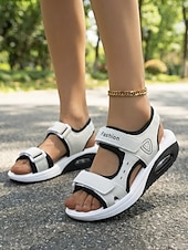 levne Sportovní sandály-Dámské pohodlné sandály na suchý zip – prodyšné bílo-modré sportovní boty se vzduchovým polštářem pro chůzi, cestování a každodenní nošení