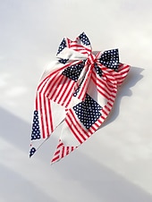 Недорогие Аксессуары-Женский патриотический бант из полиэстера, большая заколка-бант для волос с принтом флага США в разных узорах, посвященная 250-летию США, Дню независимости, повседневной носке, путешествиям и отдыху.