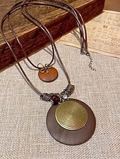 economico Collana da donna-Collane lunghe da donna in stile bohémien a strati, multi-stile, in lega, con pendente regolabile, perfette per l'uso quotidiano e per i viaggi.