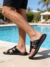 voordelige Heren-Herensandalen van imitatieleer – ideaal voor wateractiviteiten, vakanties in resorts en ontspanning aan het zwembad.