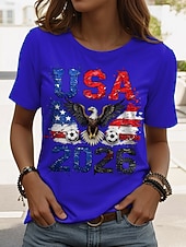  Tricou femei fotbal mondial 2026 imprimat grafic elegant clasic casual mânecă scurtă gât echipată regular topuri zilnice albastru negru alb roșu vară primăvară