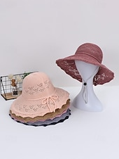 voordelige Dameshoeden-Opvouwbare zonnehoed voor dames, lichtgewicht polyester, boho-stijl, meerkleurig, ademend en opvouwbaar, perfect voor vakantie, reizen, strand en dagelijks gebruik.