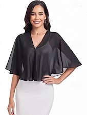 cheap Cape-Women's Wrap Shrug Mother's Wraps Bridal's Wraps Wedding Guest 's Wraps Elegant Ladies Formal Style Sleeveless Chiffon Wedding Wraps With Pure Color For Daily Summer