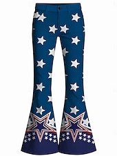  250° anniversario USA Retrò Vintage Anni '70 Pantaloni Pantaloni a zampa d'elefante Hippie Disco Vita alta Costume Per donna Mascherata 4 Luglio Feste Giorno dell'Indipendenza Adulti Pantaloni