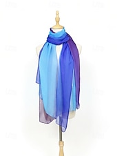 billige Ferietilbehør-Dameskjerf i bohemsk gradientstil i chiffong, flerfarget, lett polyestersjal for fritidsbruk, reise, ferie, strand og resortstil