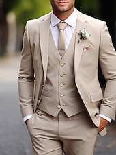 abordables Costumes de mariage-Pour des hommes Smoking Costumes Mariage à la plage Mariage de printemps Vert foncé Kaki Printemps &amp; Été Costume / Tailleur Cranté Revers Cranté Quotidien Affaires Couleur Unie Grande Taille 3 pièces