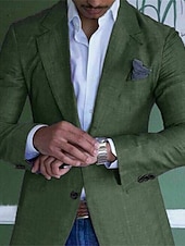 voordelige Heren Klassieke Blazers-Voor heren Afstuderen Linnen blazer Blazer liiketoiminta Cocktailparty Bruiloft Modieus Casual Lente Herfst Linnen / katoenmix Effen Zak Knop Comfortabel Enkele knoopsluiting één knoop Blazer