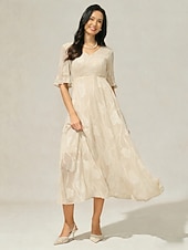  Pentru femei Rochii Midi Rochie A line Elegant Fit regulat Floral Manșon Jumate În V Nurcă