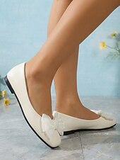 tanie Buty na płaskim obcasie damskie-Damskie balerinki z kokardką w kolorze różowym, eleganckie, wsuwane buty na co dzień z kwadratowymi noskami, do noszenia na co dzień, w podróży i do pracy &amp;weekendowy wypoczynek