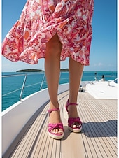 cheap Women-Women's Black Espadrille Wedge Sandals - Elegant Cross-Strap Knot Platform Heels with Ankle Strap for Cruise Vacations, Formal Deck Dinners &amp; Summer Resort Wear