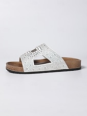 cheap Slide Sandals-Women's Rhinestone Comfortable Slide Sandals, Casual Black Slides for Country Leisure &amp; Beach Relaxation