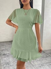cheap White Casual Dresses-Women's Mini Dress White Dress Casual Dress Elegant Fashion Modern Outdoor Vacation Going out Regular Fit Plain Short Sleeve Crew Neck Black White Green Summer Spring