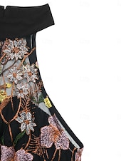economico tute da festa-Per donna Normale Tuta Elegante Floreale Senza Maniche Gamba larga All'americana Pizzo Patchwork Feste Streetwear Vestibilità regolare Nero Estate