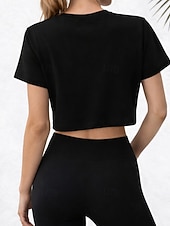  Kvinners 100% bomull T-skjorte Tee Ensfarget Stilig Hot Grunnleggende Kortermet Crew Hals Rund Hals Crop topper Daglig Sport Utendørs Svart Hvit Sommer Vår