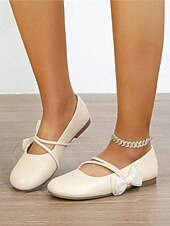 abordables Ballerines femme-Ballerines Mary Jane beiges à nœud, confortables pour femme, à largeur large, idéales au quotidien, au travail ou pour un mariage. &amp; occasionnel