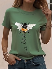cheap Animals tee-Women's T Shirt Print Graphic Animal Vintage Stylish Classic Short Sleeve Crew Neck Round Neck Regular Tops Daily Weekend Dark Brown White Green Summer Spring