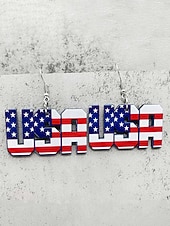 cheap Accessories-Women's Acrylic Patriotic Dangle Earrings, Multi-Style Sunflower, Star and Heart American Flag Earrings for USA 250th Anniversary, Independence Day, Casual Wear, Travel and Vacation Styling