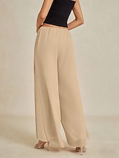 halpa Suorat Housut-Naisten Leveä reisi Tyylikäs Täyspitkä Keskivyötärö Yhtenäinen väri Tavallinen Monitaso Elastinen Päivittäin Työ Muodollinen Minkki Kesä Kevät Syksy Loose Fit