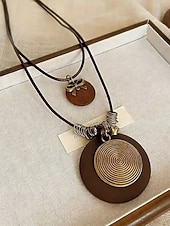 economico Collana da donna-Collane lunghe da donna in stile bohémien a strati, multi-stile, in lega, con pendente regolabile, perfette per l'uso quotidiano e per i viaggi.