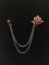 economico Matrimonio ACC-Spilla da bavero da uomo in lega con rosa e catena, accessorio per abiti da sposa e da festa, vari colori, elegante spilla floreale per occasioni formali