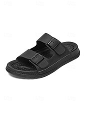 abordables Hombres-Sandalias de cuero de doble tira para hombre, duraderas y cómodas, calzado elegante para isla y crucero para vacaciones, resort y uso informal.