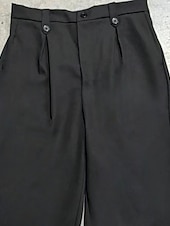 cheap Dress Pants-Men's Trousers Dress Pants Pocket Buttons Plain Comfort Breathable Full Length Outdoor Streetwear Business Vacation Fashion Black Navy Blue Inelastic