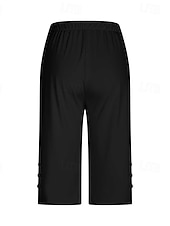  Dam Capribyxor Damasker Mysiga leggings Semester Streetwear Grundläggande Kapris Naturlig Slät Elastisk midja Bekväm Komfort Utomhus Elastisk Utomhus Semester Gata Blå Mörkgrått Kamel Svart Sommar Vår