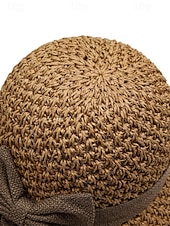 halpa Lomatarvikkeet-Naisten boheemi olkihattu rusetilla – useita värejä, kokoontaitettava helppoa kantamista varten, täydellinen arkeen ja rantalomalle